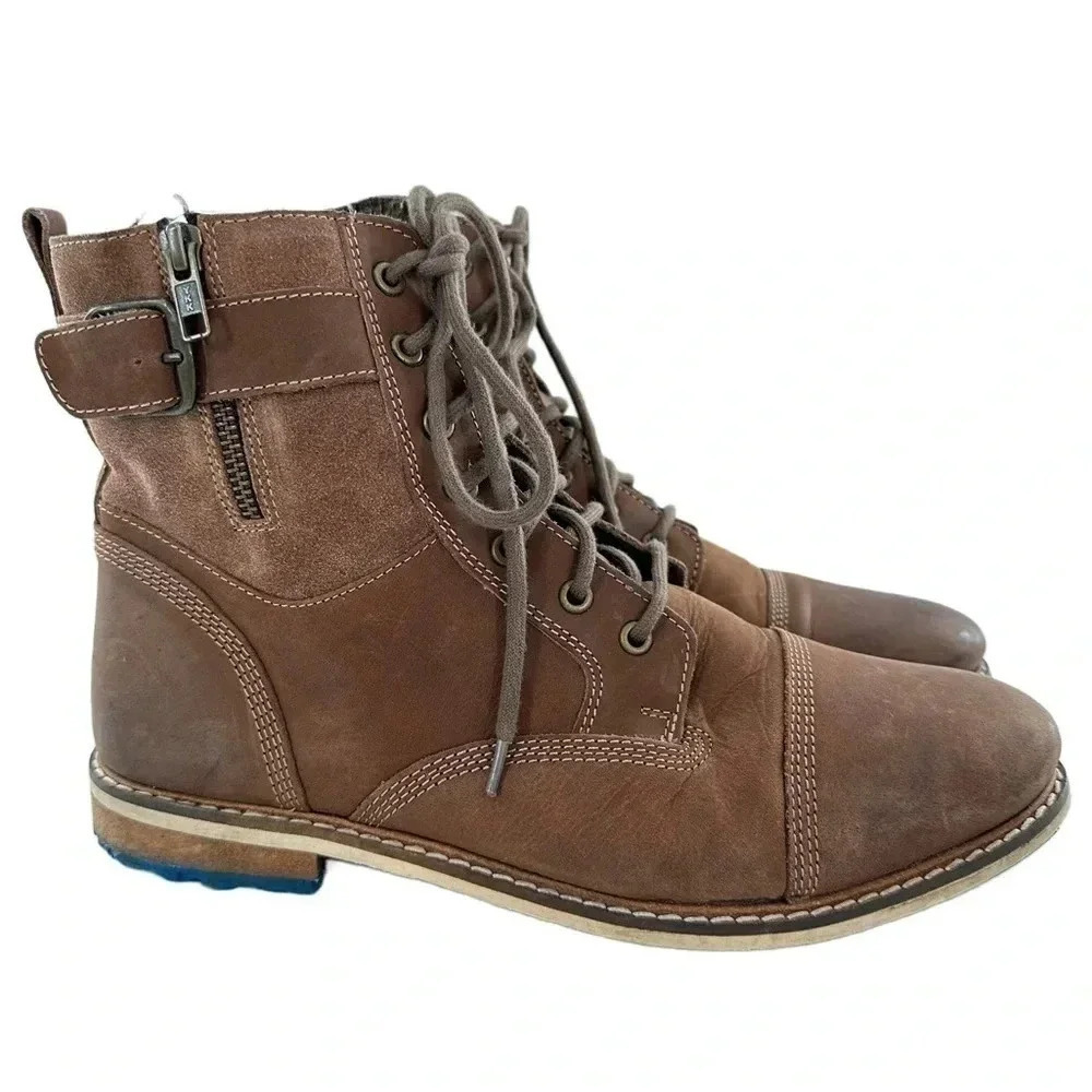 Franco Fortini mens Aussie Bloke mens ankle boots size 10 brown leather cap toe